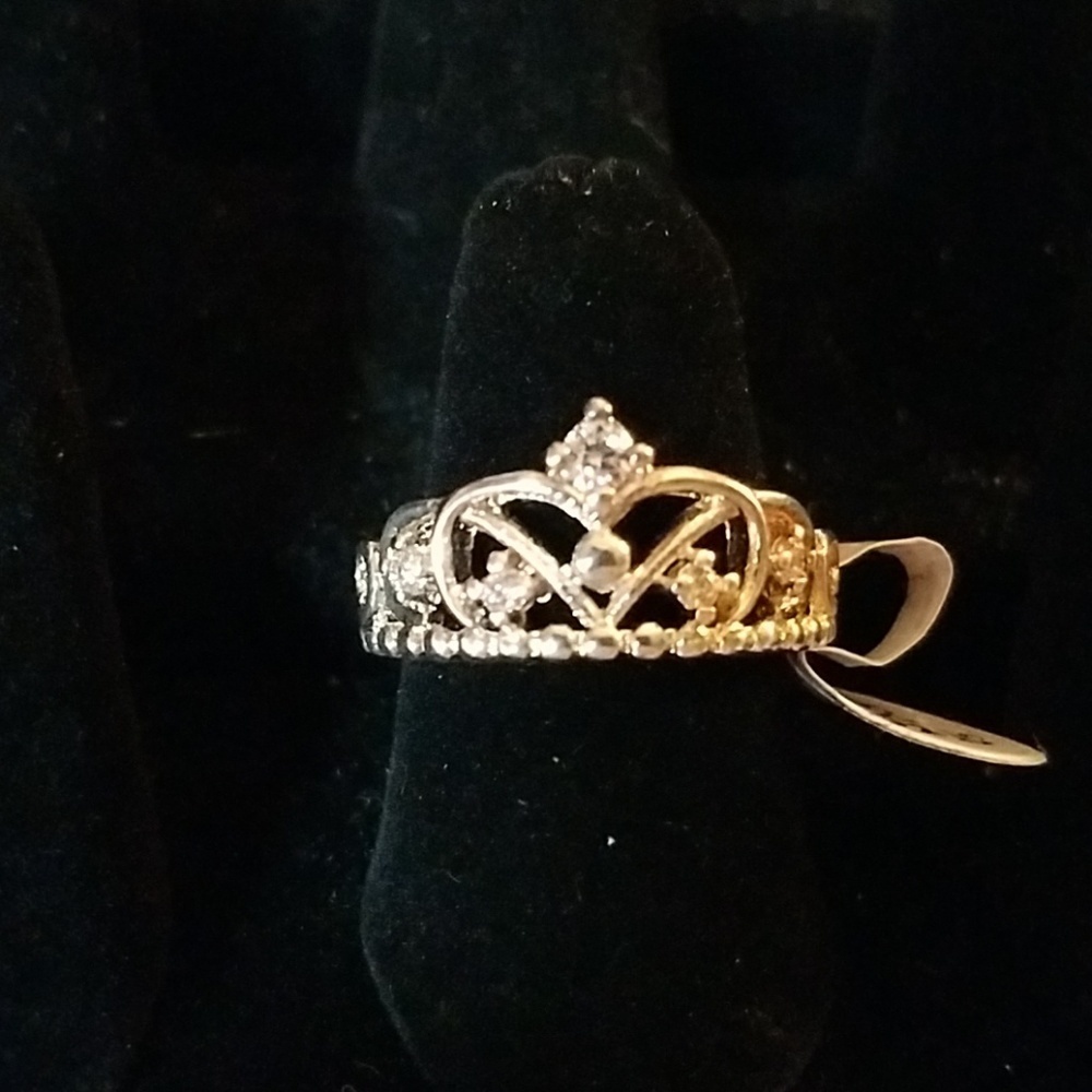 Rhinestone Faux Diamond Ring Crown